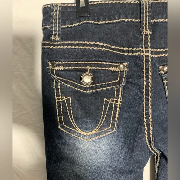 Soundgirl | Acid Wash Bootcut Decorated Denim Jeans Size 9 - Picture 3 of 7
